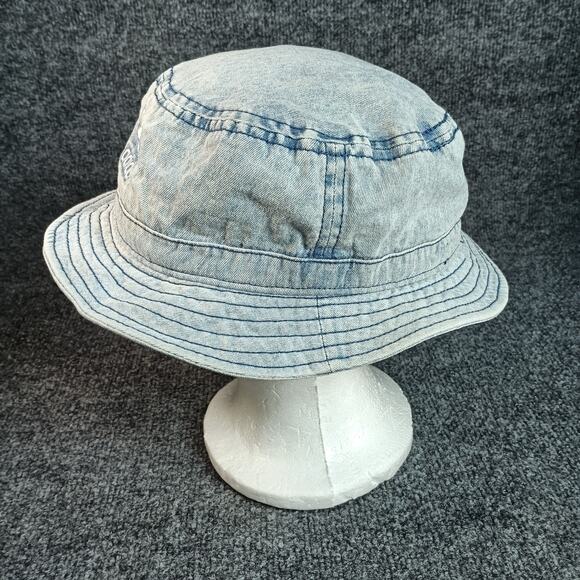 Adidas Hat Cap Bucket Denim Trefoil Embroidered Lined Mens Small Casual - Picture 4 of 6